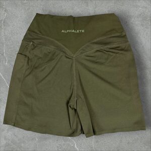 Women's Alphalete Army Forest Green Spandex Biker Shorts - Small?